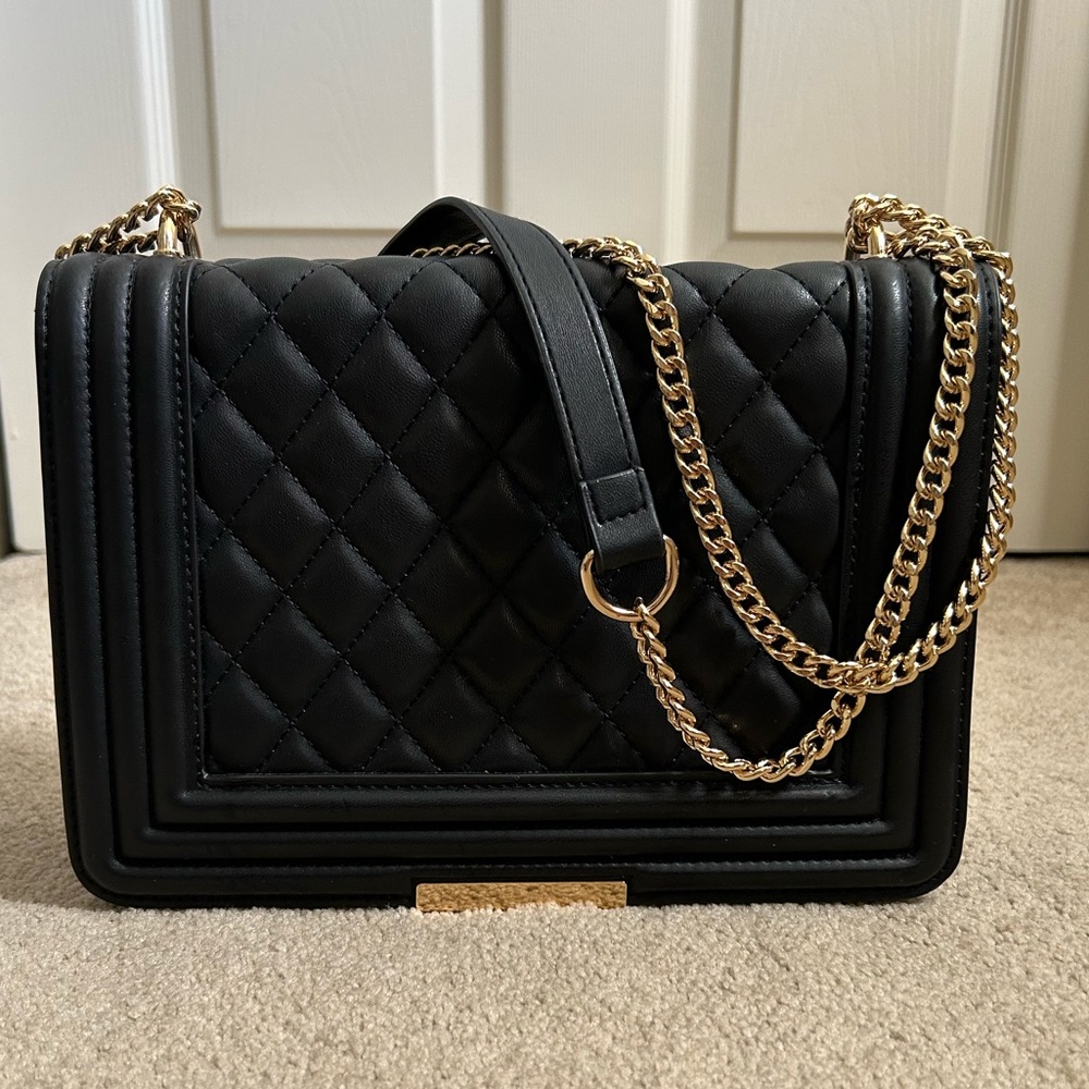 Black Purse with Gold Chain Strap